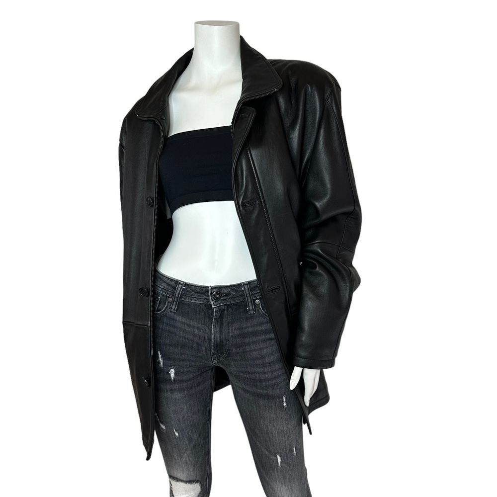 Oversized Luxurious Buttery Soft Boyfriend Black Leather Coat Jacket